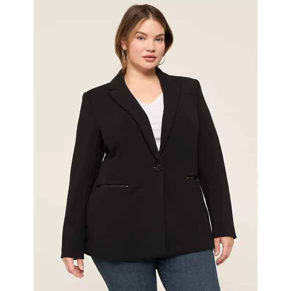 Lane Bryant Journey Knit Blazer With Zipper Pocket black sz 24 $130 - Picture 1 of 7